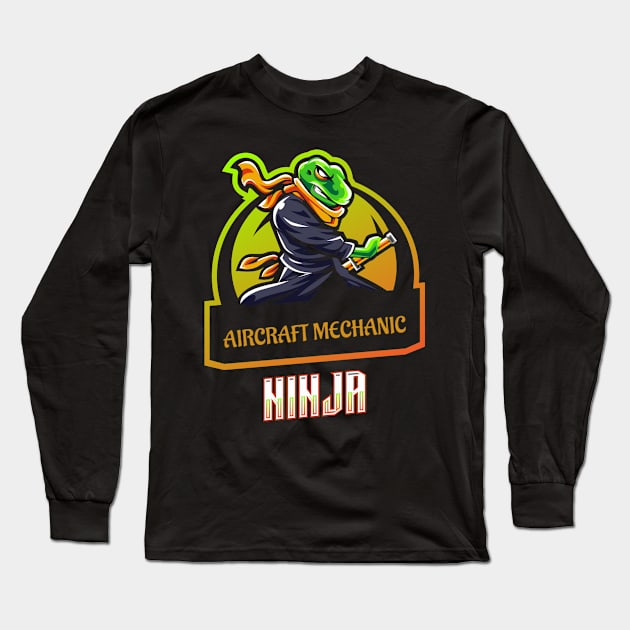Aircraft Mechanic Ninja Long Sleeve T-Shirt by ArtDesignDE